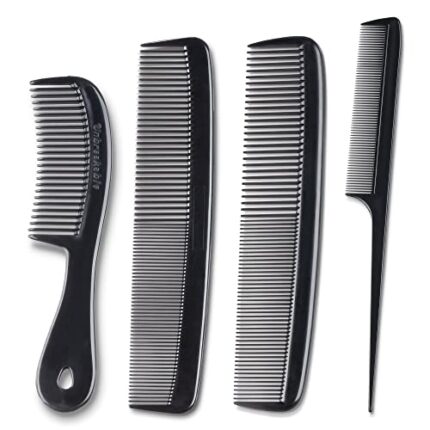 Mars Wellness 4 Piece Professional Comb Set Black – USA MADE – Fine Pro Tail Combs, Dresser Hair Comb Styling Comb – Premium Grade for Men and Women – Parting Teasing and Styling