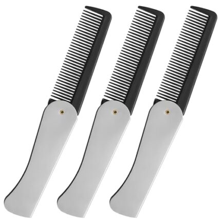Stainless Steel Folding Comb – Switchblade Pocket Hair and Beard Comb with Cover for Men – Ideal for Grooming, Detangling, and Styling.