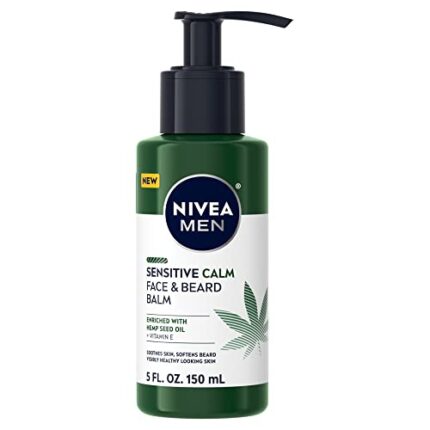 NIVEA Men Sensitive Calm Face and Beard Balm, Men’s Beard Balm for Sensitive Skin, 5 fl oz pump bottle