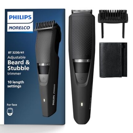 Philips Norelco Beard Trimmer and Hair Clipper – Cordless Grooming, Rechargeable, Adjustable Length, Beard Trimmer and Hair Clipper – No Blade Oil Needed – BT3230/41
