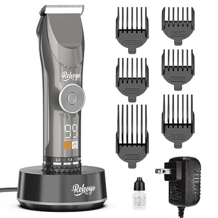 REHOYO Adjustable Beard Trimmer for Men, Professional Electric Hair Trimmer for Long Beard w/7-Hour Runtime&Adapter, Rechargeable Cordless Hair Clippers, 6200/7000 RPM, Men’s Gifts