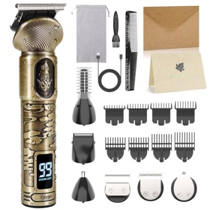 REHOYO Beard Trimmer for Men, Waterproof Cordless Hair Clipper, Electric Razor Shaver, Mens Grooming Kit for Mustache Nose Body Facial Hair, Rechargeable Beard Trimmer Kit, Gifts for Men