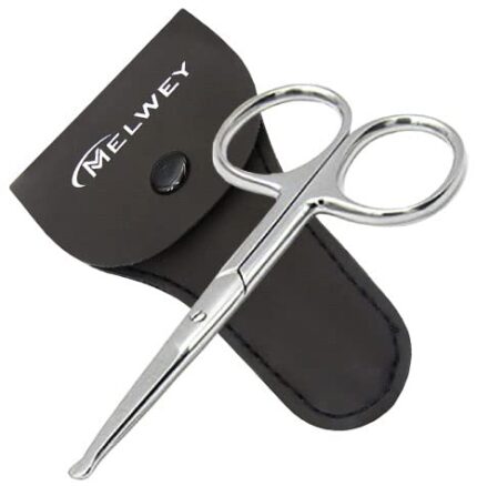 Melwey Rounded Stainless Steel Facial Hair Scissors/Safety Scissor for – Nose, Eyebrows, Facial Hair, Eyelashes, Moustache, Beard Trimming, Baby Nail.