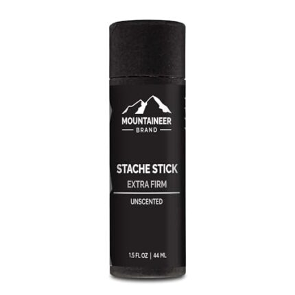 Mountaineer Brand Stache Stick | Mustache Wax for Men | 100% Natural Beeswax and Plant Based Oils | Grooming Beard Moustache Wax | Extra Firm Hold | Smooth, Condition, Styling Balm | Unscented 1.5oz