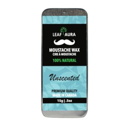 Leaf Aura Moustache Wax (Unscented)- Premium Quality, 100% Natural and Made In Canada,15g